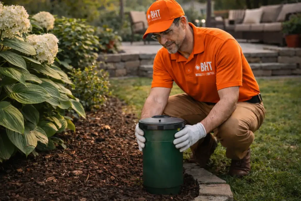 technician installing anti mosquito device